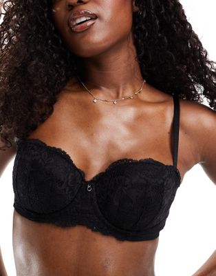 Ann Summers Sexy Lace Planet nylon blend padded balconette bra in black - BLACK - ASOS Price Checker