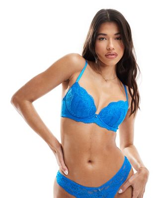 Sexy Lace Planet plunge bra in cobalt blue