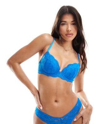 Ann Summers Sexy Lace Planet Plunge Bra In Cobalt Blue