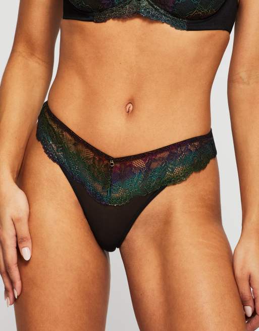 Ann Summers Sexy lace planet thong rainbow in black