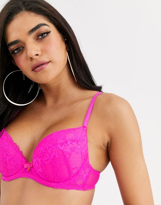 Ann Summers sexy lace plunge bra in pink