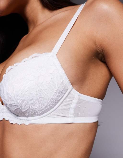 Ann Summers - Sexy Lace - Reggiseno a balconcino imbottito in pizzo bianco, 3 di 4