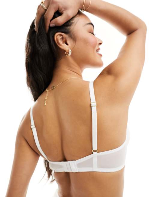 Ann Summers - Sexy Lace - Reggiseno da sposa con scollo profondo imbottito in pizzo bianco , 3 di 4