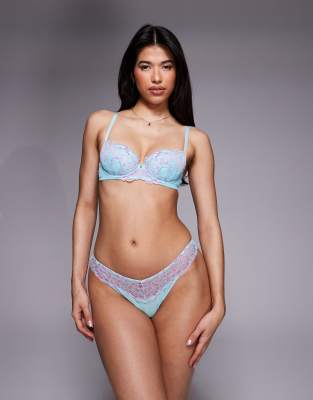 Ann Summers - Sexy Lace - Tanga aus Spitze in Aqua/Rosa-Blau
