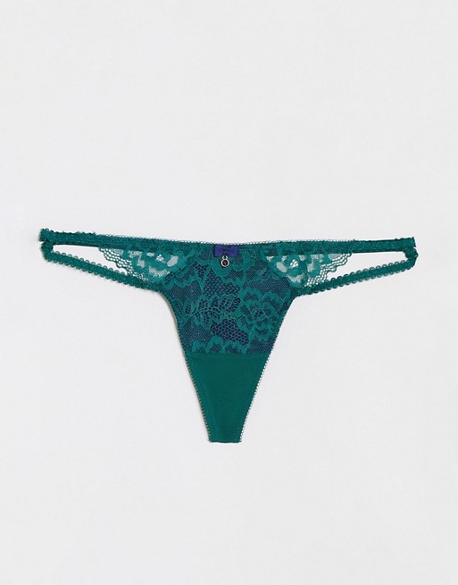 Ann Summers sexy lace thong in green / navy