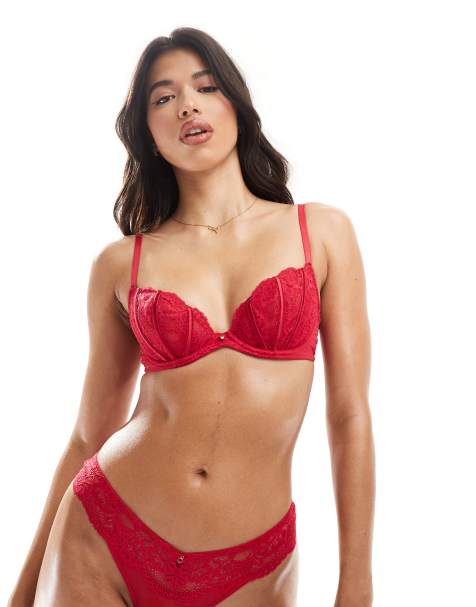 Ann Summers – Sexy Lace – Unwattierter, tief ausgeschnittener BH in Rot - view 1