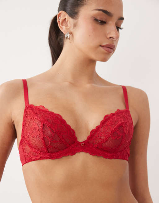 Ann Summers – Sexy Lace – Unwattierter, tief ausgeschnittener BH in Rot, 4 von 4