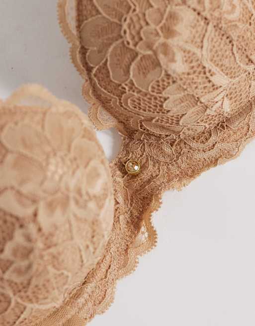 Ann Summers – Sexy Lace – Wattierte, tief ausgeschnittene BHs in Weiß und Beige im 2er-Pack, 4 von 4