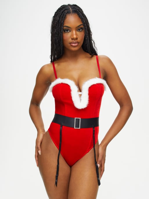 Ann Summers Sexy santa plunge velvet body in red