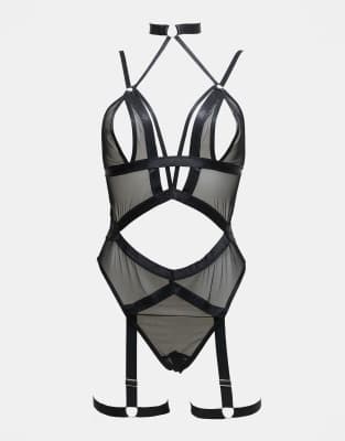 Ann Summers - Shadow - Body in Schwarz mit offenem Schritt