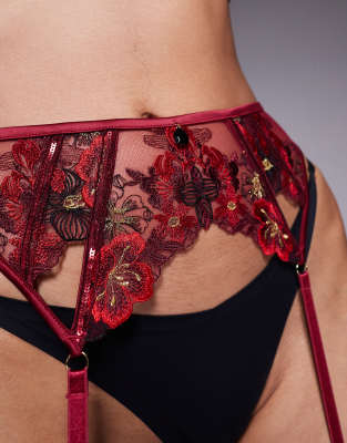 Ann Summers Shimmering Garter Belt In Red