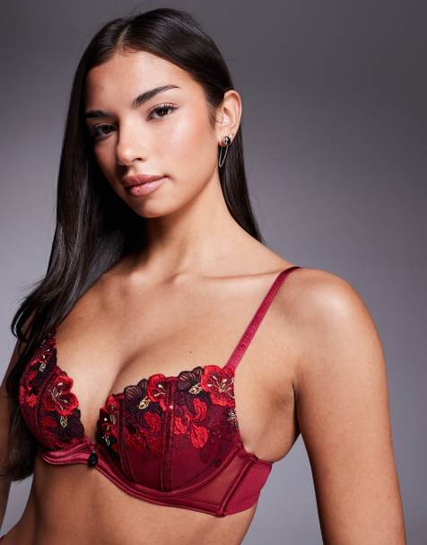 Ann Summers - Shimmering - Gewatteerde diepuitgesneden bh in rood/roze - view 1