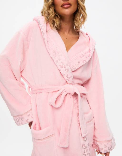 Ann Summers Signature sparkle fluffy robe in pink, 3 of 4