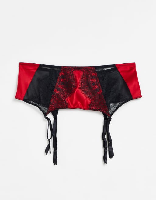 Ann Summers – Siren – Lingerie-Strumpfhalter in Rot mit Taillenmieder