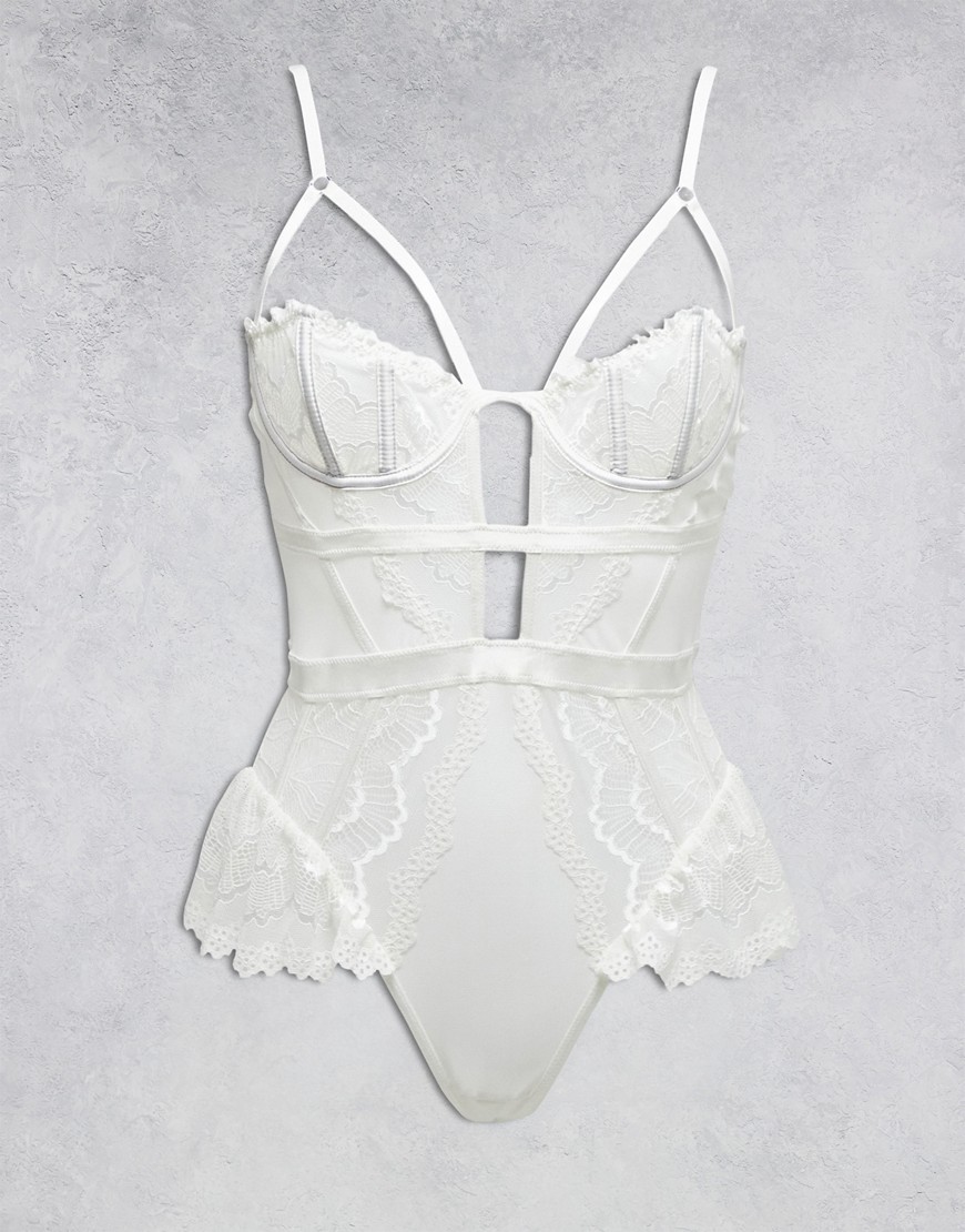 Ann Summers Sophistiacted ouvert lace teddy in ivory-White