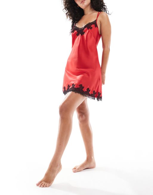 Ann Summers – Sorella – Rött nattlinne i satin och spets, 3 av 4
