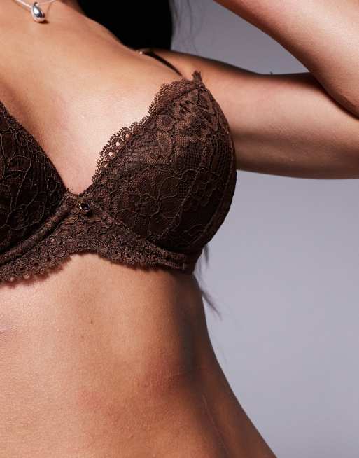 Ann Summers - Soutien-gorge pigeonnant sensuel en dentelle bonnets A à G - Marron, 2 de 4