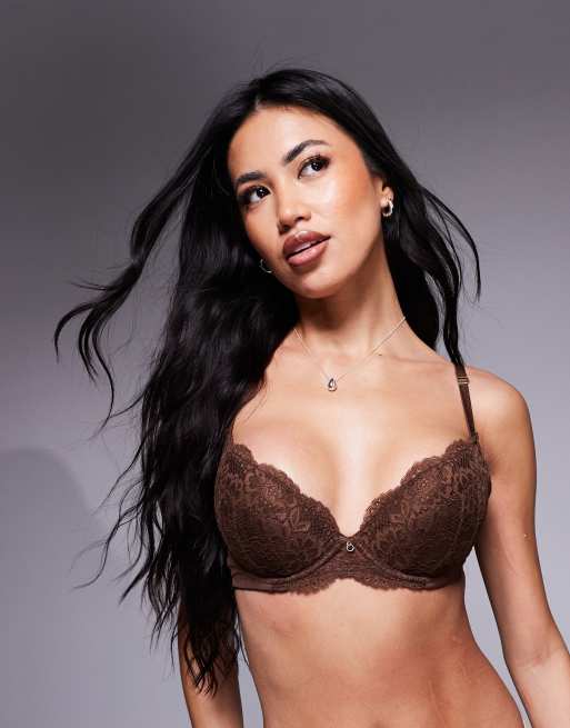Ann Summers - Soutien-gorge pigeonnant sensuel en dentelle bonnets A à G - Marron, 4 de 4