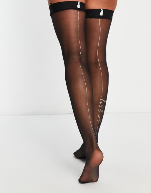 Ann Summers - Stay-up panty met naad op de achterkant en tekst in zwart, 3 van 4