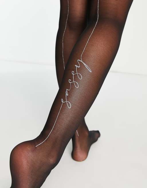 Ann Summers - Stay-up panty met naad op de achterkant en tekst in zwart, 4 van 4