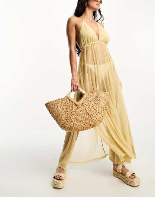 Ann Summers strappy beach summer dress in gold 