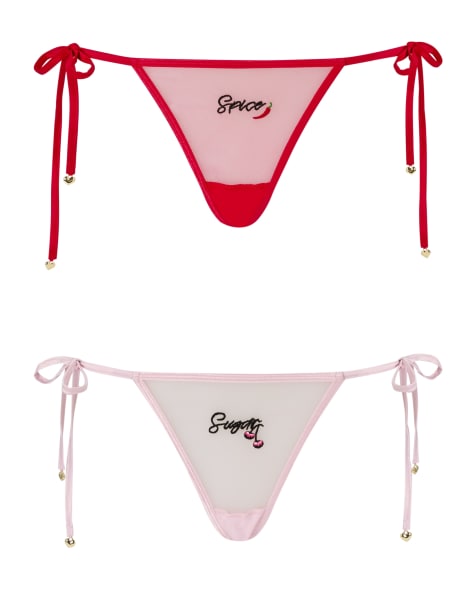 Ann Summers Sugar & spice tie side g-strings - pack of 2 in multi - view 1