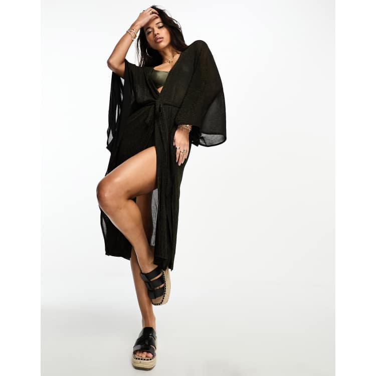 Ann Summers summer nights maxi beach kimono in black Cra wallonieShops