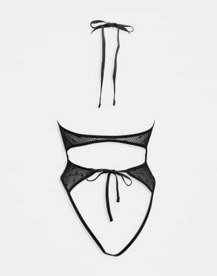 Ann Summers Sweet Surprise Crotchless Bodysuit In Black