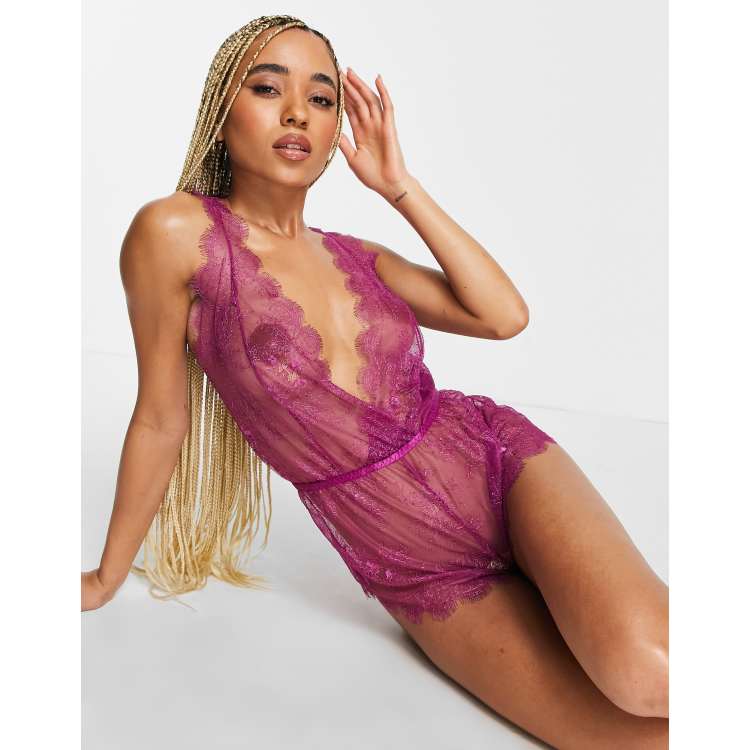 Ann Summers the graceful teddy lingerie in purple