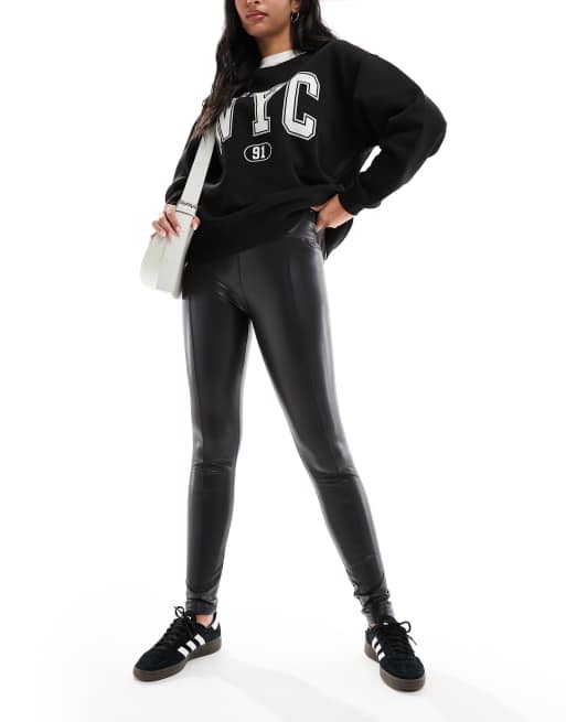 Ann Summers – The – Kunstleder-Leggings in Schwarz mit Ziernaht, 4 von 5