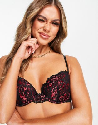 Ann Summers timeless affair plunge bra in red and black - ASOS Price Checker