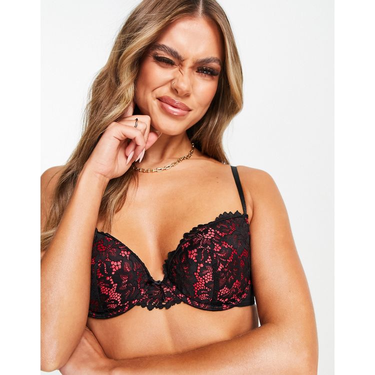 Ann Summers timeless affair plunge bra in red and black