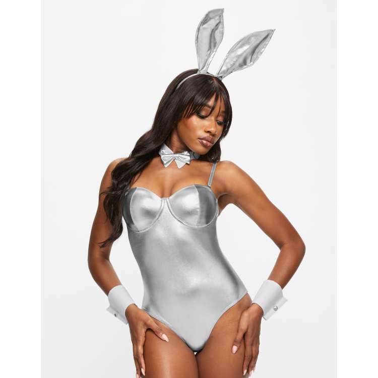 Ann Summers tuxedo bunny set in silver | ASOS