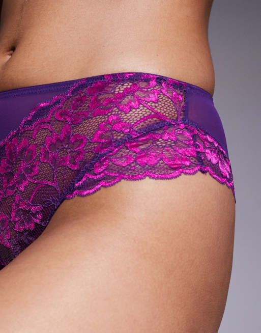 Ann Summers - Tweekleurige Braziliaanse slip met hoge taille in donkerpaars, 4 van 4