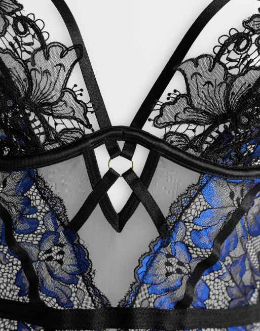 Ann Summers Twilight Seduction body senza cavallo con risvolto nero e blu, 2 di 3