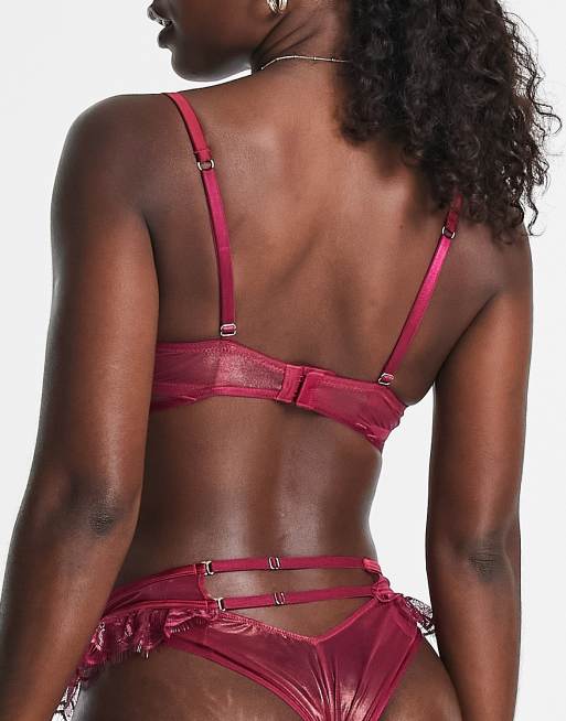 Ann Summers Understated high waist brazilian brief with delicate lace  overlay in red