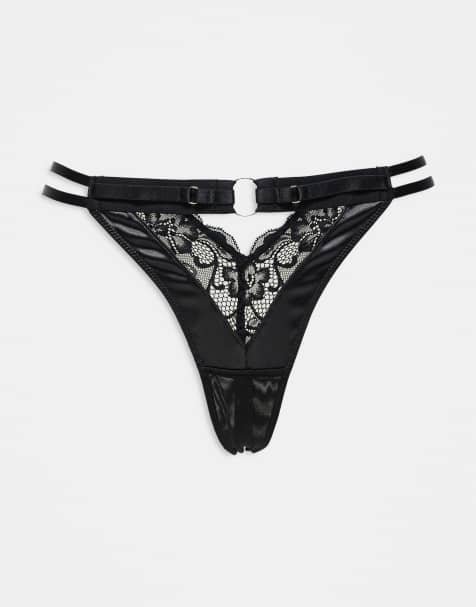 Ann Summers Undisputed crotchless thong in black - view 1