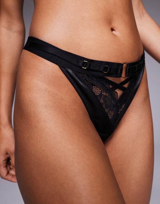 Ann Summers Undisputed lingerie thong in black, 2 of 4