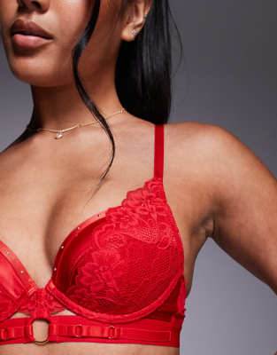 Ann Summers Undisputed Padded Plunge Bra In Red