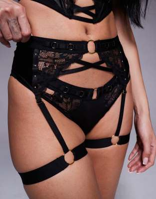 Ann Summers Undisputed suspender belt &	corset in black - view 1