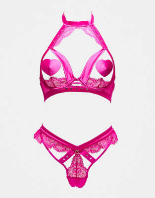 Ann Summers Unlace me crotchless set in pink