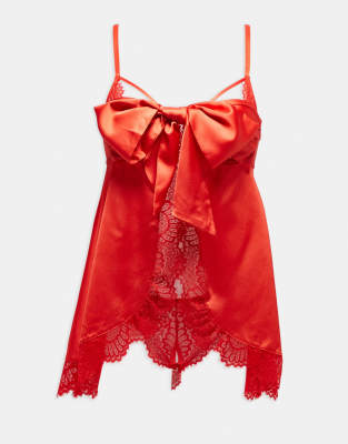 Ann Summers - Unwrap Me - Babydoll in Rot mit String mit offenem Schritt