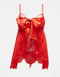 [Ann Summers] Ann Summers Unwrap Me babydoll with crotchless lingerie thong in red XXL RED