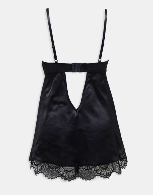 Ann Summers - Unwrap Me - Completo babydoll nero con perizoma a tassello aperto, 2 di 4