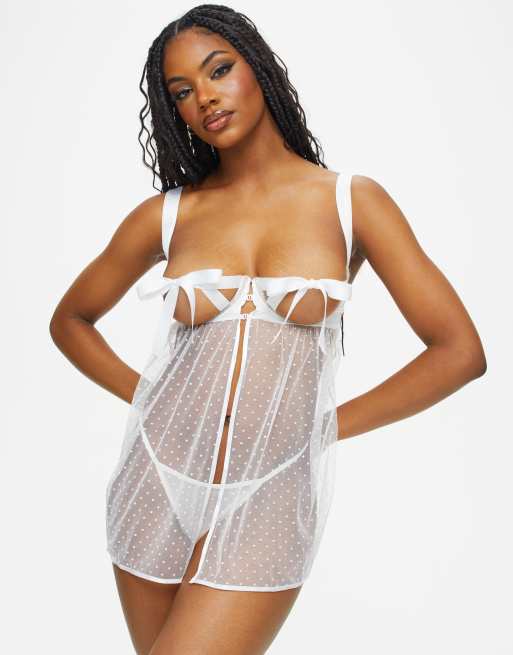 Ann Summers Unwrap me luxe babydoll in ivory