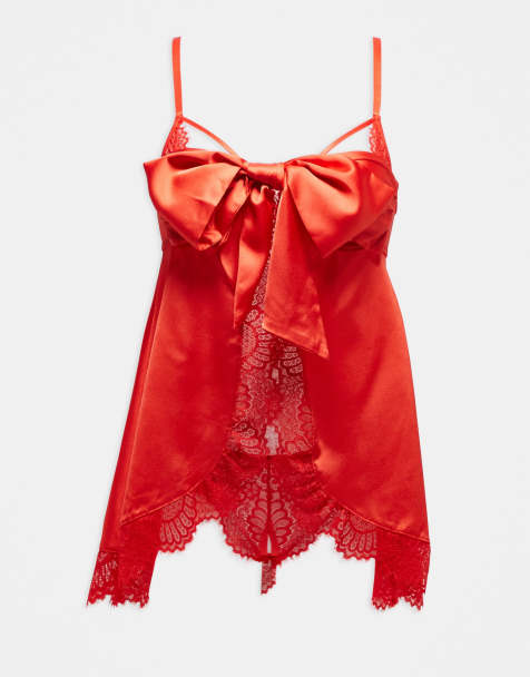 Ann Summers – Unwrap Me – Röda stringtrosor i babydollstil utan gren - view 1