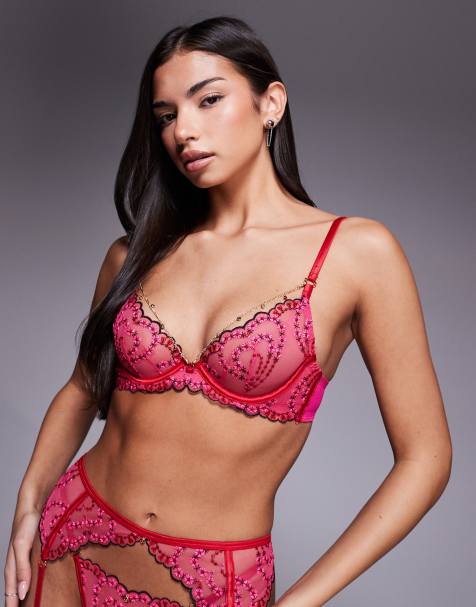 Ann Summers Valentines Cupid's love non padded plunge bra with detachable chain in pink - view 1