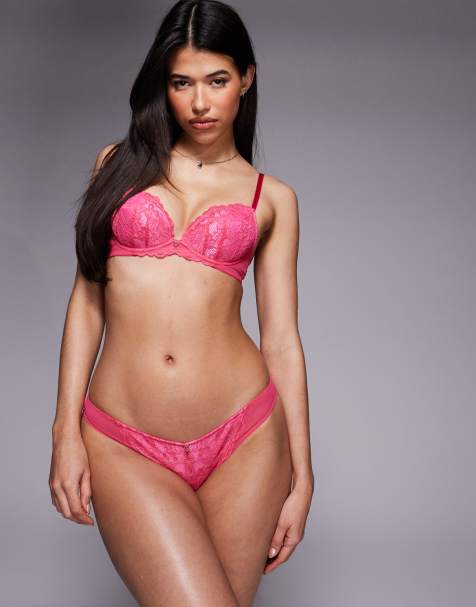 Ann Summers Valentines Sexy Lace padded plunge bra in pink - view 1