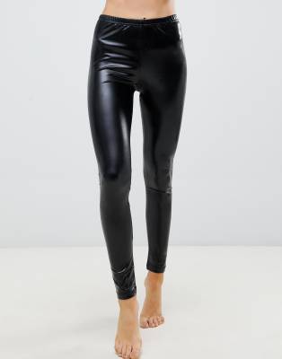 black high waisted wet look jeans