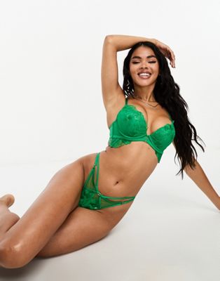 Ann Summers Wilderness floral embroidered strappy thong in green - ASOS Price Checker
